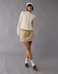 AE Stretch High-Waisted A-Line Mini Skort Cream