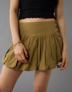 AE Stretch Bubble Skort Olive -American Eagle Fashion 0315 5163 309 os