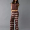 AE Knit Wide-Leg Striped Pant Light Brown