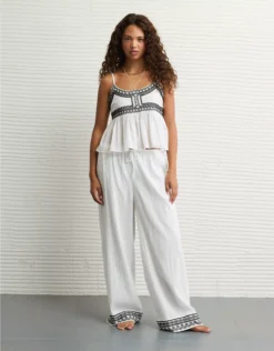 AE Stretch High-Waisted Embroidered Pull-On Pant Multi