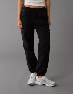 AE Stretch High-Waisted Baggy Cargo Jogger Black