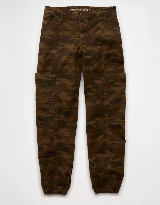 AE Stretch High-Waisted Baggy Cargo Jogger Camo Green 3 AE Stretch High-Waisted Baggy Cargo Jogger Camo Green - Image 3