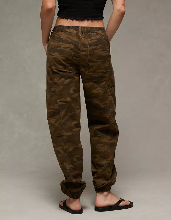 AE Stretch High-Waisted Baggy Cargo Jogger Camo Green 2 AE Stretch High-Waisted Baggy Cargo Jogger Camo Green - Image 2