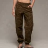 AE Stretch High-Waisted Baggy Cargo Jogger Camo Green