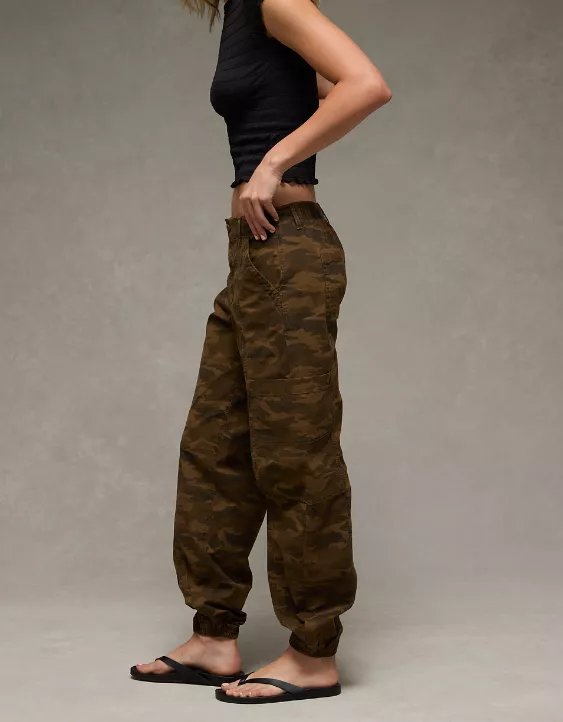 AE Stretch High-Waisted Baggy Cargo Jogger Camo Green 5 AE Stretch High-Waisted Baggy Cargo Jogger Camo Green - Image 5
