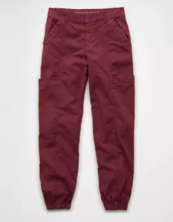 AE Snappy Stretch High-Waisted Baggy Cargo Jogger Wine 7 AE Snappy Stretch High-Waisted Baggy Cargo Jogger Wine -American Eagle Fashion 0322 5538 558 f