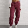 AE Snappy Stretch High-Waisted Baggy Cargo Jogger Wine