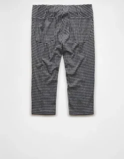 AE Stretch Low-Rise Gingham Capri Pant True Black -American Eagle Fashion 0325 5380 073 b