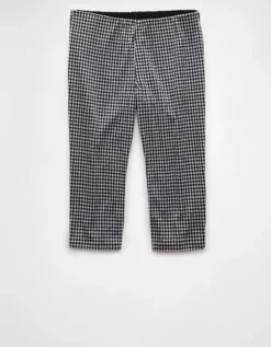 AE Stretch Low-Rise Gingham Capri Pant True Black -American Eagle Fashion 0325 5380 073 f