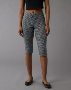 AE Stretch Low-Rise Gingham Capri Pant True Black