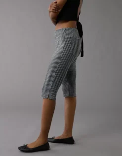 AE Stretch Low-Rise Gingham Capri Pant True Black -American Eagle Fashion 0325 5380 073 os