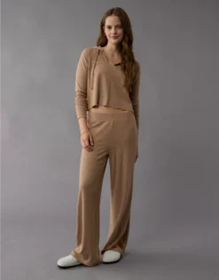 AE High-Waisted Knit Lounge Pant Light Brown