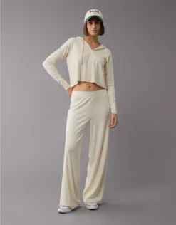 AE High-Waisted Knit Lounge Pant Cream