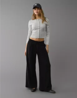 AE Fleece Wide-Leg Sweatpant Trouser True Black