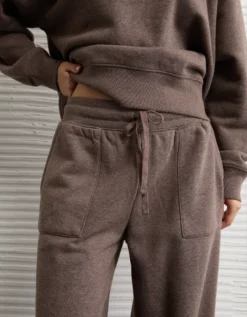 AE Everyday Luxe Wide-Leg Sweatpant Chocolate -American Eagle Fashion 0329 5559 285 d2