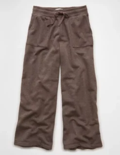 AE Everyday Luxe Wide-Leg Sweatpant Chocolate -American Eagle Fashion 0329 5559 285 f