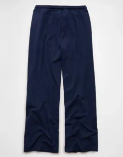 AE Stretch High-Waisted Wide-Leg Track Pant Midnight Blue -American Eagle Fashion 0329 5650 483 b