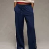 AE Stretch High-Waisted Wide-Leg Track Pant Midnight Blue