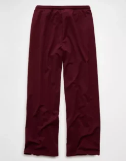 AE Stretch High-Waisted Wide-Leg Track Pant Wineberry -American Eagle Fashion 0329 5650 902 b