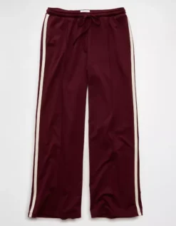 AE Stretch High-Waisted Wide-Leg Track Pant Wineberry -American Eagle Fashion 0329 5650 902 f