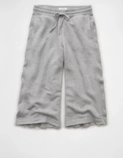 AE Stretch Knit Culotte Pant Medium Heather Gray -American Eagle Fashion 0329 8317 012 f