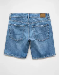 AE 8" Dreamy Drape Stretch Low-Rise Baggy Jort Medium Bright Indigo -American Eagle Fashion 0331 8158 857 b