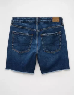 AE 8" Dreamy Drape Stretch Low-Rise Baggy Jort Dark Vintage Wash -American Eagle Fashion 0331 8159 952 b