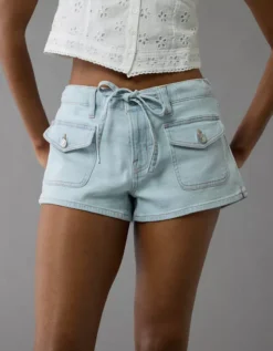 AE Dreamy Drape Stretch Denim Easy Shortie Light Tinted Wash -American Eagle Fashion 0333 8175 482 d2