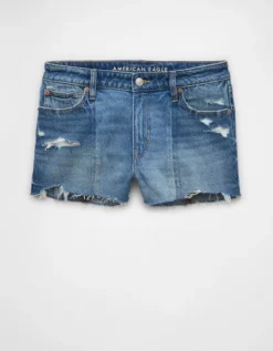 AE Stretch Colorblock Ripped Denim Perfect Shortie Dark Shadow -American Eagle Fashion 0333 8251 004 f