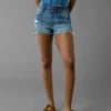 AE Stretch Colorblock Ripped Denim Perfect Shortie Dark Shadow