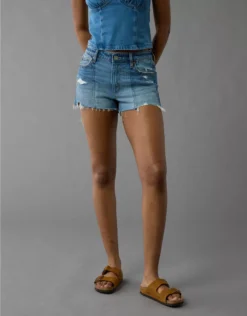 AE Stretch Colorblock Ripped Denim Perfect Shortie Dark Shadow