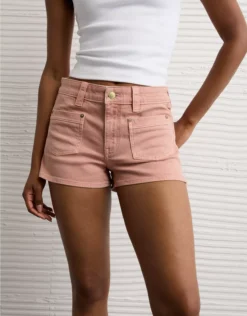 AE Stretch Denim Perfect Shortie Coral