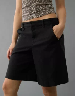 AE 11" Stretch High-Waisted Trouser Short Black -American Eagle Fashion 0334 8359 001 os