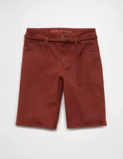 AE 11" Stretch High-Waisted Short Brick Red -American Eagle Fashion 0334 8361 622 f