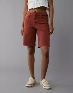 AE 11" Stretch High-Waisted Short Brick Red