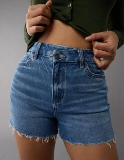 AE Stretch Curvy Crossover Denim Mom Short Medium Vintage -American Eagle Fashion 0337 8224 914 d2