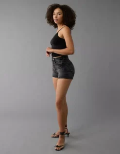 AE Strigid Curvy Denim Mom Short Washed Black -American Eagle Fashion 0337 8230 167 os
