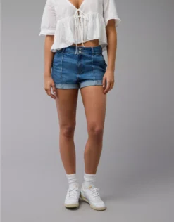 AE Strigid Denim Mom Short Medium Tinted