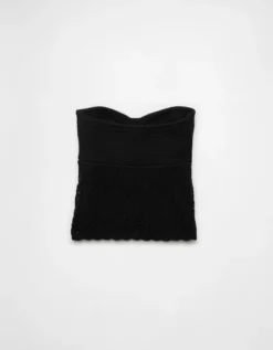 AE Cropped Crochet Tube Top Black -American Eagle Fashion 0341 1474 001 b