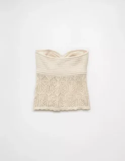 AE Cropped Crochet Tube Top Cream -American Eagle Fashion 0341 1474 106 b