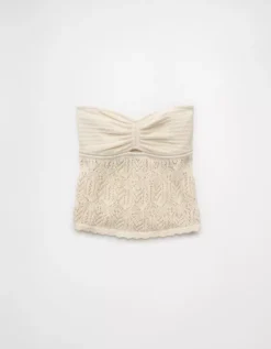 AE Cropped Crochet Tube Top Cream -American Eagle Fashion 0341 1474 106 f