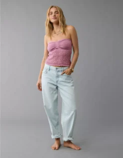 AE Cropped Crochet Tube Top Purple