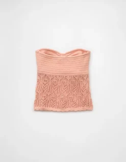 AE Cropped Crochet Tube Top Peach -American Eagle Fashion 0341 1474 823 b