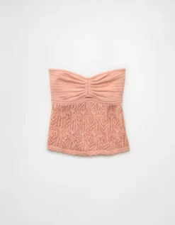 AE Cropped Crochet Tube Top Peach -American Eagle Fashion 0341 1474 823 f