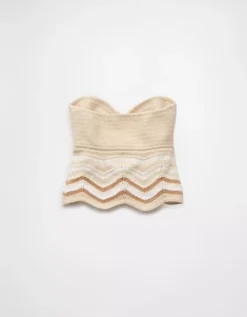 AE Cropped Chevron Crochet Tube Top Dark Tan -American Eagle Fashion 0341 1506 232 b