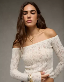 AE Off-The-Shoulder Sweater Oatmeal -American Eagle Fashion 0341 1519 286 d2