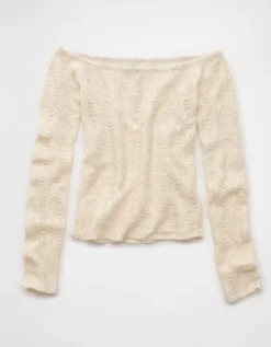 AE Off-The-Shoulder Sweater Oatmeal -American Eagle Fashion 0341 1519 286 f