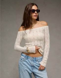 AE Off-The-Shoulder Sweater Oatmeal