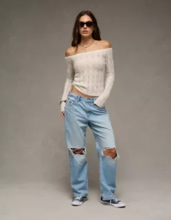 AE Off-The-Shoulder Sweater Oatmeal -American Eagle Fashion 0341 1519 286 os