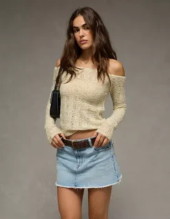 AE Off-The-Shoulder Sweater Green -American Eagle Fashion 0341 1519 300 d2